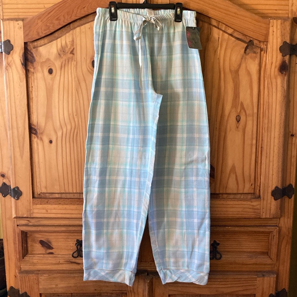 Women’s Ava Rose blue green plaid pajama lounge pants size S - NWT